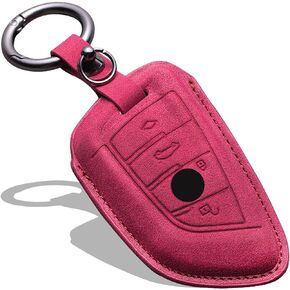 Car Key Case Leather Remote Control Key Protection Case Intelligent Key Case, Suede Key Compatible with X1 X3 X4 X5 3 Series 5 Series 7 Series