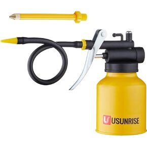 Multipurpose Metal Oil Can,Oil Can Pump Oiler with 2 Spout for All Lubrication Need of Car, Bikes and Machines -8 oz.Yellow Oil Can Capacity