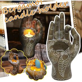 Tvoip 1Pcs Candle Holder Buddha Hand Yoga Bergamot Candle Holder Resin Lotus Candlestick Aromatherapy Home Desktop Decor Crafts Ornaments