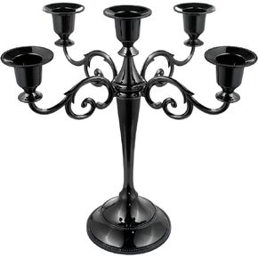 FANWNKI 5-Candle Metal Candelabra 10.2 Inch Tall Candlestick Candle Holders for Home Decor Wedding Christmas Church Halloween Party, Gold