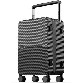 IDIYSONG Portable Carry-on Luggage 22 inch with Front Open Door & Cup Holder & Top USB Port, TSA Lock & 360°Spinner Wheels Hard Shell Suitcase.(01-BLACK)