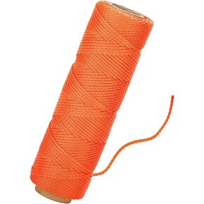 KINGLAKE Orange Mason Line String Line, Nylon Twine String, 18 Braided Durable Nylon Twine for Garden, Masonry, 300 Feet Fluorescent Orange Construction String Brick Line, DIY Crafts Decor String