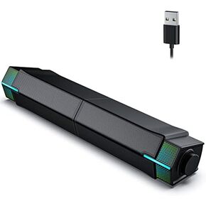 Jeecoo Bluetooth Computer Speakers for PC Desktop Monitor, Gaming PC Sound Bar - Wired USB-Powered, Superb Stereo Sound, with Gradient LED Lighting - Red in Kuwait