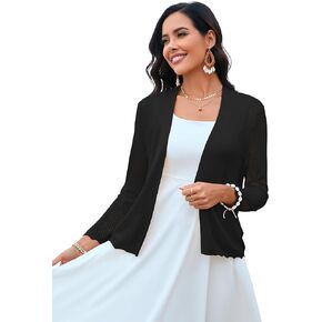 a.Jesdani Women's Shrug Sweaters Open Front Short Sleeve Rib Knit Bolero Open Front Cardigan S-1X