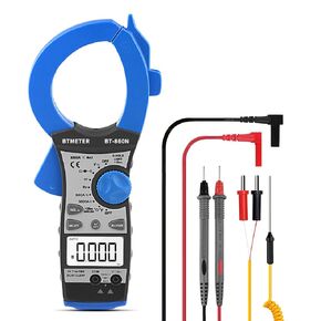 Digital Clamp Meter 3000A Amp Meter, BTMETER Auto Ranging Multimeter True-RMS Measure AC/DC Current Voltage Frequency Resistance Capacitance Temperature, Electrical Tester BT-860N