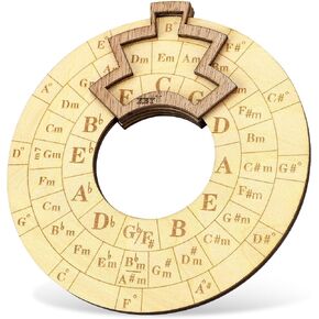 Wooden Melody Tool, 6.3 Inch Wooden Chord Wheel Circle of Fifths Wheel Round Wooden Melody Chord Tool Musical Educational Tool for Guitar Bass Piano Violin