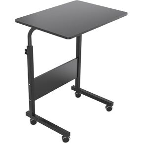 soges 23.6 inches Adjustable Mobile Desk, Small Rolling Lapdesk, Movable Sit-Stand Laptop Table, Standing Computer Desk Cart Tray for Bed Sofa Couch, Black