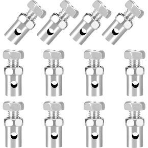 GREHUA 12PCS Universal 1/8" Throttle Cable Ends Stop,Go Kart Throttle Cable Stop Clamp,Bicycle Brake Cable Ends Fit for Motorcycle Motorized Bike Scooter Lawn Mower Garden Tractor Parts Silver