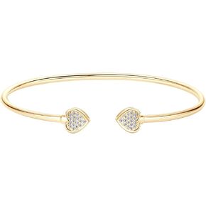 PROSTORY Moissanite Cuff Bangle, D Color Lab Created Diamond Bracelet fit 7" Below Wrist, 18K Gold Plated Sterling Silver Heart Bangle for Women or Girlfriend Birthday Jewelry Gift