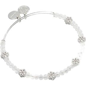 Alex and Ani AA769823SS,Floral Crystal Beaded Expandable Bangle Bracelet,Shiny Silver,Silver, Bracelets