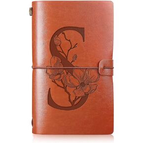 Initial Leather Travel Journal Monogrammed Notebook Appreciation Gifts Refillable Personalized Diary Writing Notepad for Women Graduation Birthday Christmas (S) in Saudi Arabia