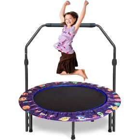 36-Inch Trampoline for Kids Mini Trampoline with Adjustable Handle and Safety Padded Cover Foldable Toddler Trampoline Indoor & Outdoor Rebounder Trampoline for Kids Play and Exercise