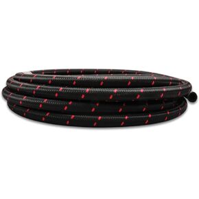 Vibrant Performance 11986R Nylon Braided Flex Hose (5ft Roll of Black Red ; AN Size: -6; Hose ID 0.34")