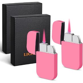 2 Pack Pink Flame Torch Lighter, Cute Pink Lighter,Refillable Butane Lighter, Windproof Torch Lighter for Outdoor Camping BBQ Candle,Nice Gift for Girls,Women on Birthday,Mother's Day in Saudi Arabia