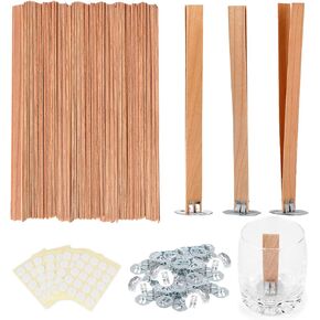 Ziosxin 400pcs Smokeless Cherry Wood Candle Wicks-Long Lasting Flame-Easily Burn,Natural Candle Cores with Stand and Glue Dot