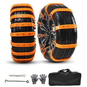 Snow Chains 10 Pcs Tire Chains Anti Slip Car Adjustable Universal Emergency Thickening Anti Skid Upgraded, Winter Driving Security Chains, Traction Ice Mud Chains for Tire Width 7.2-11.6" (Yellow) in Kuwait