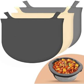 Verdanita Reusable Silicone Crock Pot Liners 3 Pcs - Silicone Slow Cooker Liners - Crockpot Liners for 6-8 Quart Oval or Round Slow Cookers (Gray, Beige, Black)