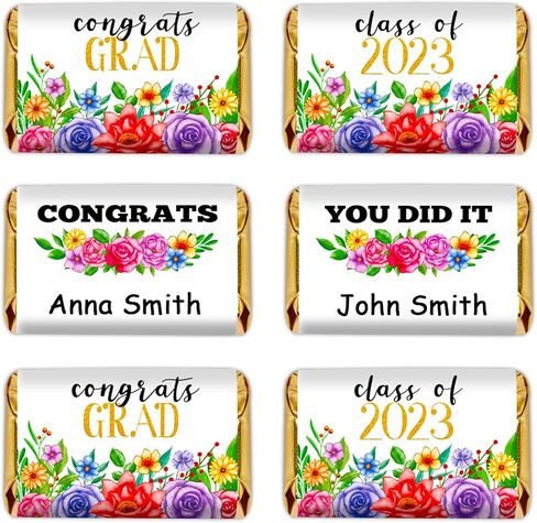 WaaHome 48pcs Flower Graduation Stickers 2023 You Did It Congrats Grad Candy Stickers Chocolate Labels for Graduation Party Decorations Favors Supplies in Saudi Arabia