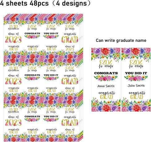 WaaHome 48pcs Flower Graduation Stickers 2023 You Did It Congrats Grad Candy Stickers Chocolate Labels for Graduation Party Decorations Favors Supplies in Saudi Arabia