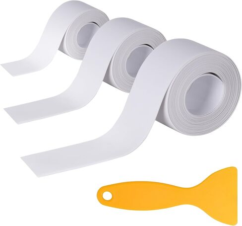 ZONE INDUSTRY CORP. 3 Roll 1.5''x10.5FT PVC Self Adhesive Caulk Tape, Waterproof White Caulking Sealing Strip for Kitchen, Countertop, Sink, Bathroom, Toilet Base, Shower, and Bathtub Floor Wall in Saudi Arabia