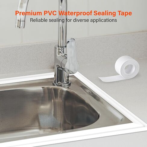ZONE INDUSTRY CORP. 3 Roll 1.5''x10.5FT PVC Self Adhesive Caulk Tape, Waterproof White Caulking Sealing Strip for Kitchen, Countertop, Sink, Bathroom, Toilet Base, Shower, and Bathtub Floor Wall in Saudi Arabia
