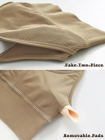 Womens Longline Sports Bra Strappy Padded Workout Top Double Layered Crop Tank Tops in Saudi Arabia