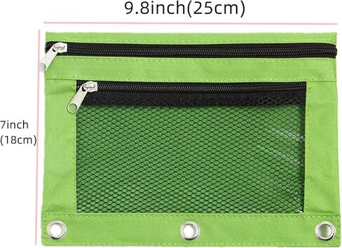 BeeSpring 3 Ring Binder قلم رصاص الحقيبة شبكة الموثق قلم رصاص الحقيبة مع جيب مزدوج نافذة واضحة سستة حالة حقيبة مستحضرات التجميل أكياس قلم رصاص للماء للوازم المكتب (2 جهاز كمبيوتر شخصى، الياقوت الأزرق والأخضر) in Kuwait