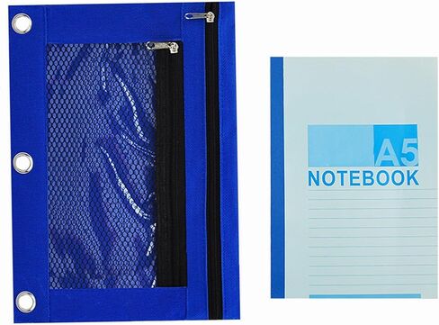 BeeSpring 3 Ring Binder قلم رصاص الحقيبة شبكة الموثق قلم رصاص الحقيبة مع جيب مزدوج نافذة واضحة سستة حالة حقيبة مستحضرات التجميل أكياس قلم رصاص للماء للوازم المكتب (2 جهاز كمبيوتر شخصى، الياقوت الأزرق والأخضر) in Kuwait