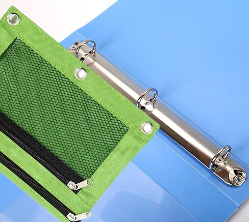 BeeSpring 3 Ring Binder قلم رصاص الحقيبة شبكة الموثق قلم رصاص الحقيبة مع جيب مزدوج نافذة واضحة سستة حالة حقيبة مستحضرات التجميل أكياس قلم رصاص للماء للوازم المكتب (2 جهاز كمبيوتر شخصى، الياقوت الأزرق والأخضر) in Kuwait