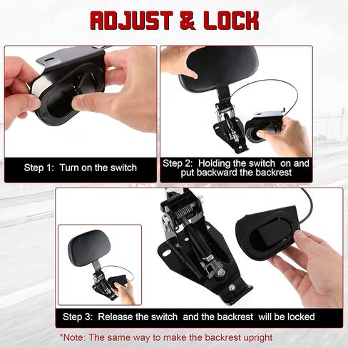 مسند ظهر للسائق قابل للتعديل من INNOGLOW مع مجموعة تثبيت سوداء لدراجة Harley Touring Electra Glide Road Glide Road King Street Glide CVO 2009-2020 in Kuwait