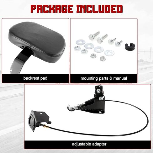 مسند ظهر للسائق قابل للتعديل من INNOGLOW مع مجموعة تثبيت سوداء لدراجة Harley Touring Electra Glide Road Glide Road King Street Glide CVO 2009-2020 in Kuwait
