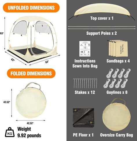 VELIAR1913 Pop-Up Bubble Tent- Featuring a Removable Top Cover, 3 Ventilation Ports, and a Removable Floor -Outdoor Sport Tent for 1-6 People in Saudi Arabia