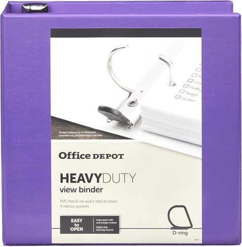 Office Depot® Brand Heavy-Duty D-Ring View Binder, 3" Rings, 54% Recycled, Purple in Saudi Arabia