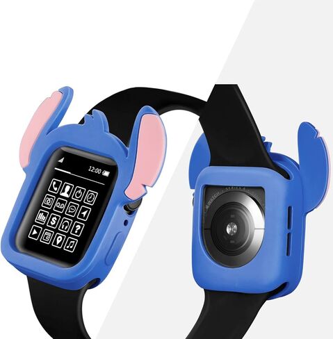Cute Cartoon Silicone Bumper Case Monster Style Full Body Protective Frame Shockproof Cover Compatible with 40mm Apple Watch SE/Series 6/5/4, Blue in Saudi Arabia