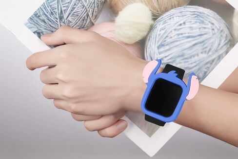 Cute Cartoon Silicone Bumper Case Monster Style Full Body Protective Frame Shockproof Cover Compatible with 40mm Apple Watch SE/Series 6/5/4, Blue in Saudi Arabia