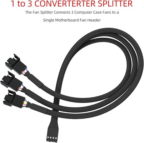 كابل مقسم مروحة URELEGAN 3 طرق 4 دبوس PWM، كابل تمديد مروحة الكمبيوتر 12 بوصة، محول مقسم مروحة 1 إلى 3 [مضفر بأكمام] للكمبيوتر ATX Case 4-Pin/3-Pin كابل مروحة تبريد 2 حزمة in Kuwait