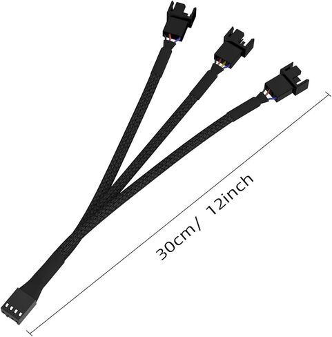 كابل مقسم مروحة URELEGAN 3 طرق 4 دبوس PWM، كابل تمديد مروحة الكمبيوتر 12 بوصة، محول مقسم مروحة 1 إلى 3 [مضفر بأكمام] للكمبيوتر ATX Case 4-Pin/3-Pin كابل مروحة تبريد 2 حزمة in Kuwait