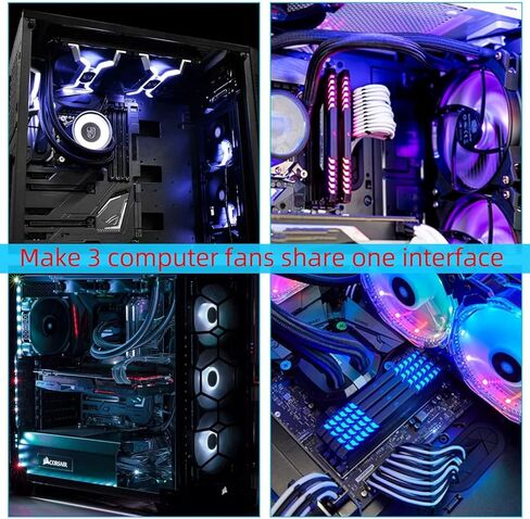 كابل مقسم مروحة URELEGAN 3 طرق 4 دبوس PWM، كابل تمديد مروحة الكمبيوتر 12 بوصة، محول مقسم مروحة 1 إلى 3 [مضفر بأكمام] للكمبيوتر ATX Case 4-Pin/3-Pin كابل مروحة تبريد 2 حزمة in Kuwait