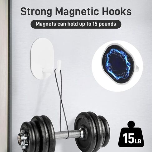 Dlilise Magnetic Hooks, 15LBS Heavy Duty Magnetic Hooks for Refrigerator and Fridge, Strong Magnetic Hooks for Hanging, for Cruise Cabins, Kitchen, Coat, Towel, Classroom, Grill, Pack of 4 (White) in Kuwait