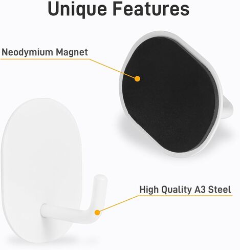 Dlilise Magnetic Hooks, 15LBS Heavy Duty Magnetic Hooks for Refrigerator and Fridge, Strong Magnetic Hooks for Hanging, for Cruise Cabins, Kitchen, Coat, Towel, Classroom, Grill, Pack of 4 (White) in Kuwait