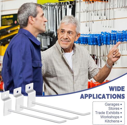 Tandefio 100 Pcs Slatwall Hooks 6 Inch Panel Display Hooks Metal Slat Wall Hanging Hooks Pegboard Heavy Duty Slat Board Hooks for Garage Retail Shop Shelf Organization Accessories, White in Saudi Arabia