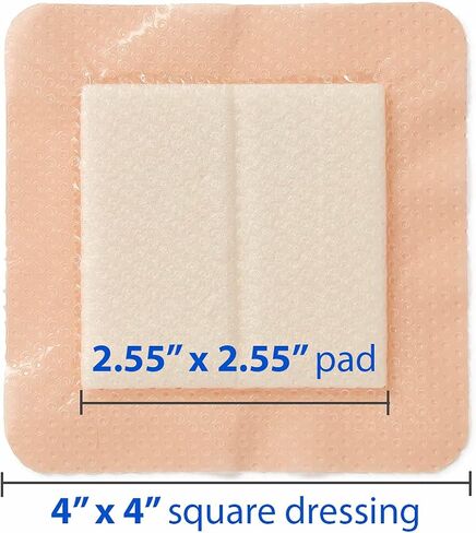 ضمادة لاصقة إسفنجية بحواف لطيفة من Medline MSCEX44EP Optifoam Gentle EX، مقاس 10.16 سم × 10.16 سم، عبوة من 100 قطعة in Saudi Arabia