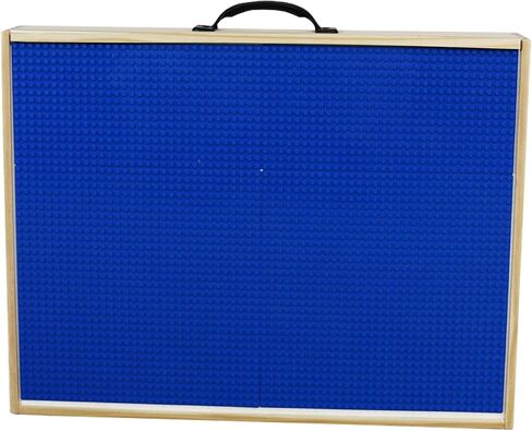Wooden Box Building Blocks Organizer - 5 Compartments, Sliding Lid With Baseplate, Handle - Mega Bloks in Saudi Arabia
