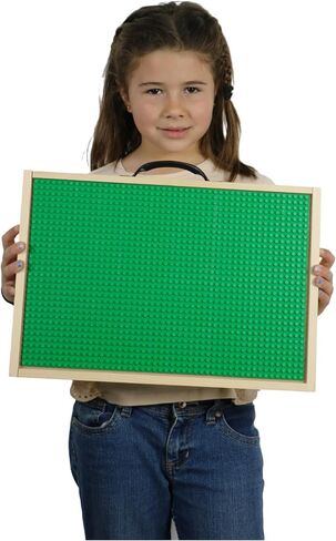 Wooden Box Building Blocks Organizer - 5 Compartments, Sliding Lid With Baseplate, Handle - Mega Bloks in Saudi Arabia