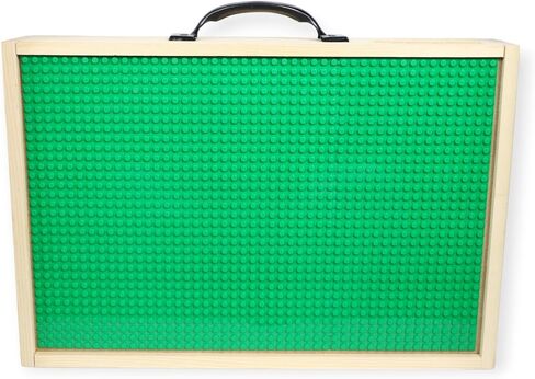Wooden Box Building Blocks Organizer - 5 Compartments, Sliding Lid With Baseplate, Handle - Mega Bloks in Saudi Arabia
