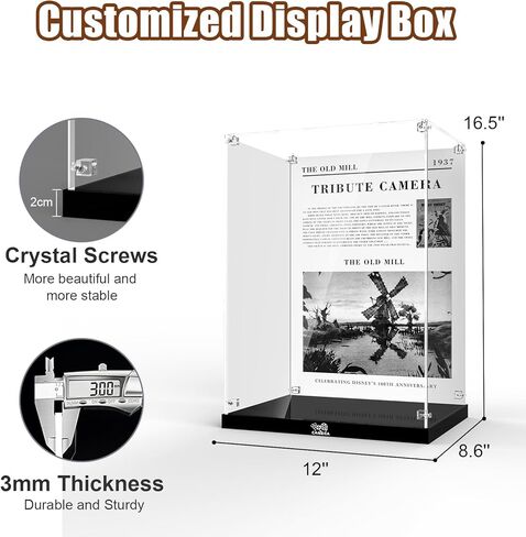 NAOCARD Acrylic Display Case for Lego 21341 Disney Hocus Pocus: The Sanderson Sisters' Cottage Building Bricks, Dustproof Display Box, Customized Decorative Box & HD Painted Background in Kuwait