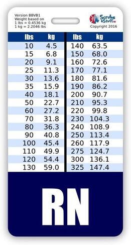 RN Badge Buddy Vertical w/Height & Weight Conversion Charts (Navy Blue) in Kuwait