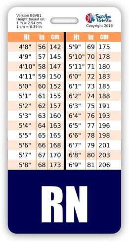 RN Badge Buddy Vertical w/Height & Weight Conversion Charts (Navy Blue) in Kuwait