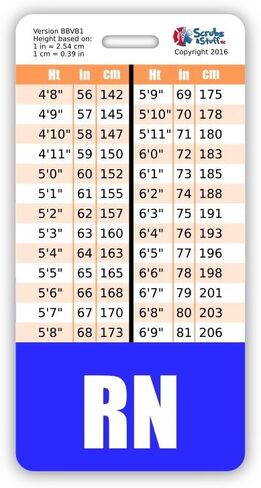 RN Badge Buddy Vertical w/Height & Weight Conversion Charts (Navy Blue) in Kuwait