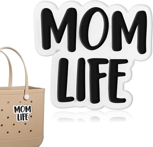 ZWJZMC Mom Life Bogg Bag Charms Bogg Bag Accessories Charm Mom الديكور لجميع الموديلات الأصلية المتوافقة مع حقيبة يد مطاطية، كلمات كبيرة، حقائب حمل الشاطئ الساحرة هدايا للأم والابنة in Kuwait